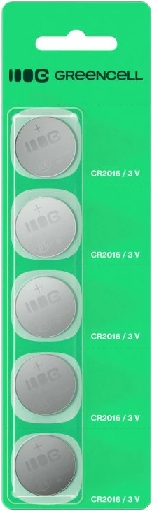 Bateri buton litium, Green Cell, CR2016 (X5CR2016), 3V 80mAh, set 5 copë