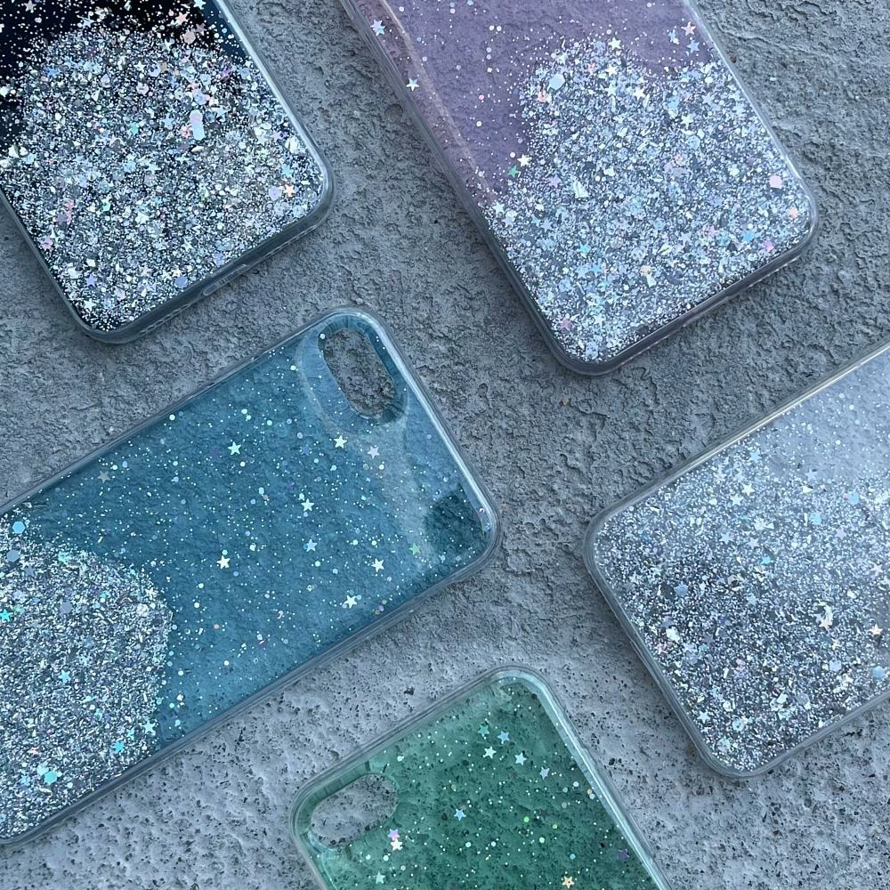 Mbështjellës Wozinsky Glitter për Samsung Galaxy A72, Transparent, Argjendtë