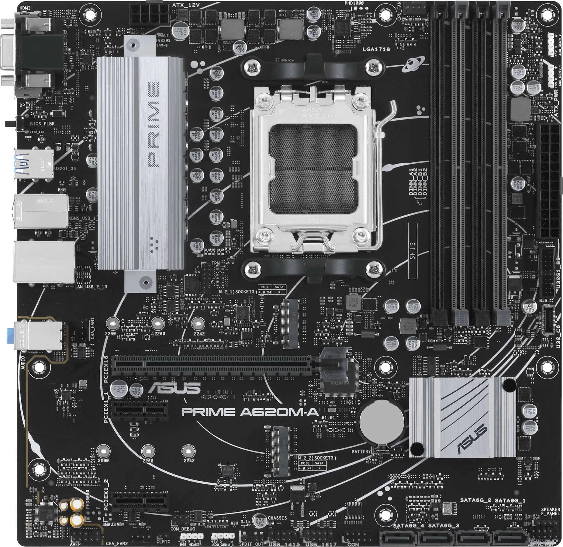 Pllakë amë ASUS PRIME A620M-A-CSM, AMD, Socket AM5, DDR5, micro ATX