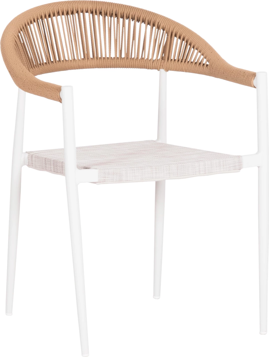 Karrige për ngrënie në natyrë BERG, alumini & tekstilene, ngjyrë e bardhë, ratan i përdredhur, 55x56x79cm