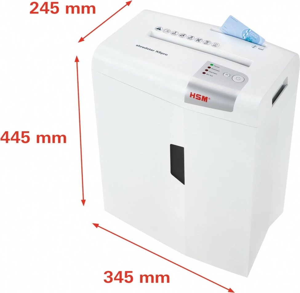 Makineri shkatërruese dokumentesh HSM Shredstar X6pro cc2x15, 20L, e bardhë