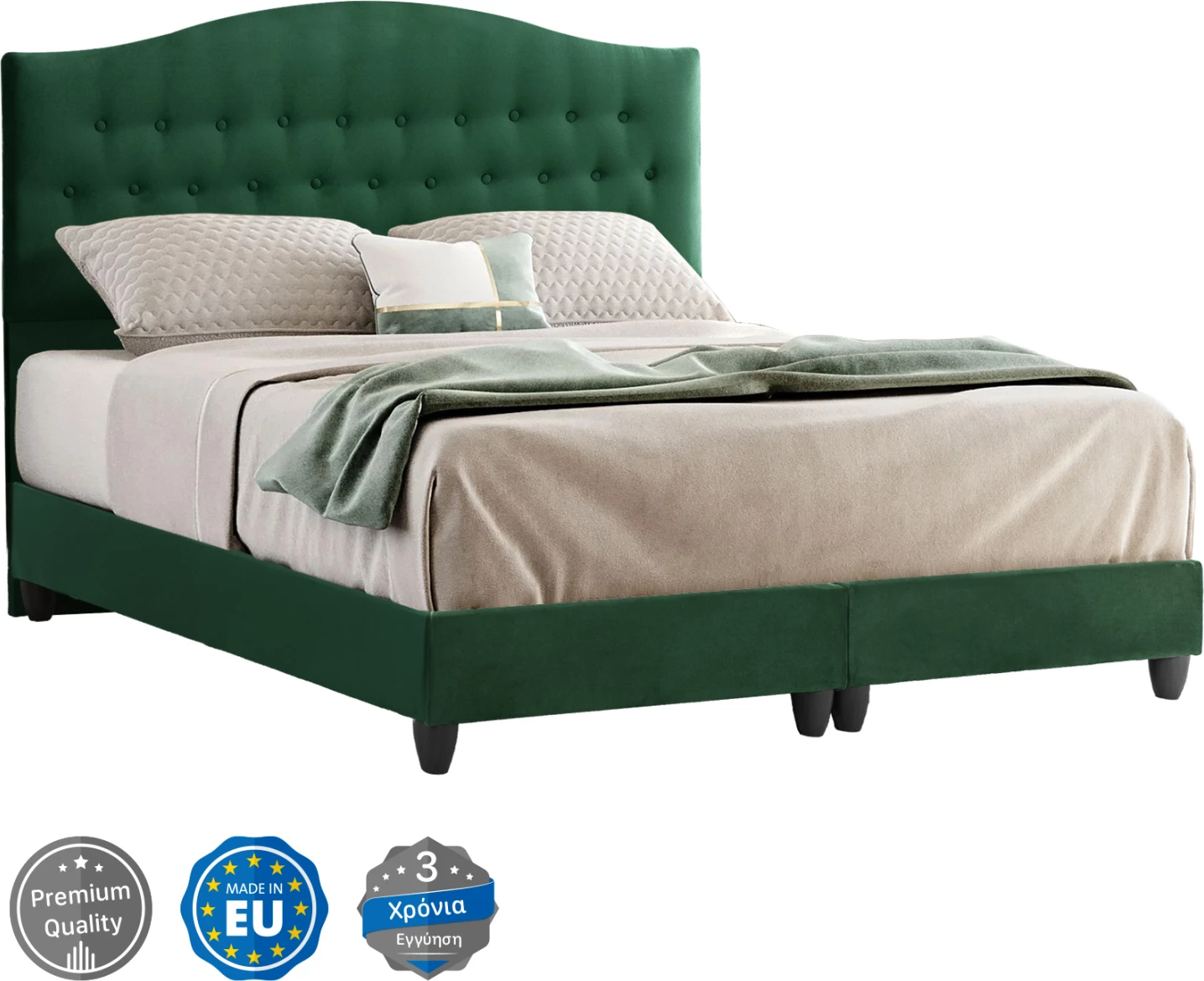 Krevat MALENA, kadife jeshile selvi, 150x200