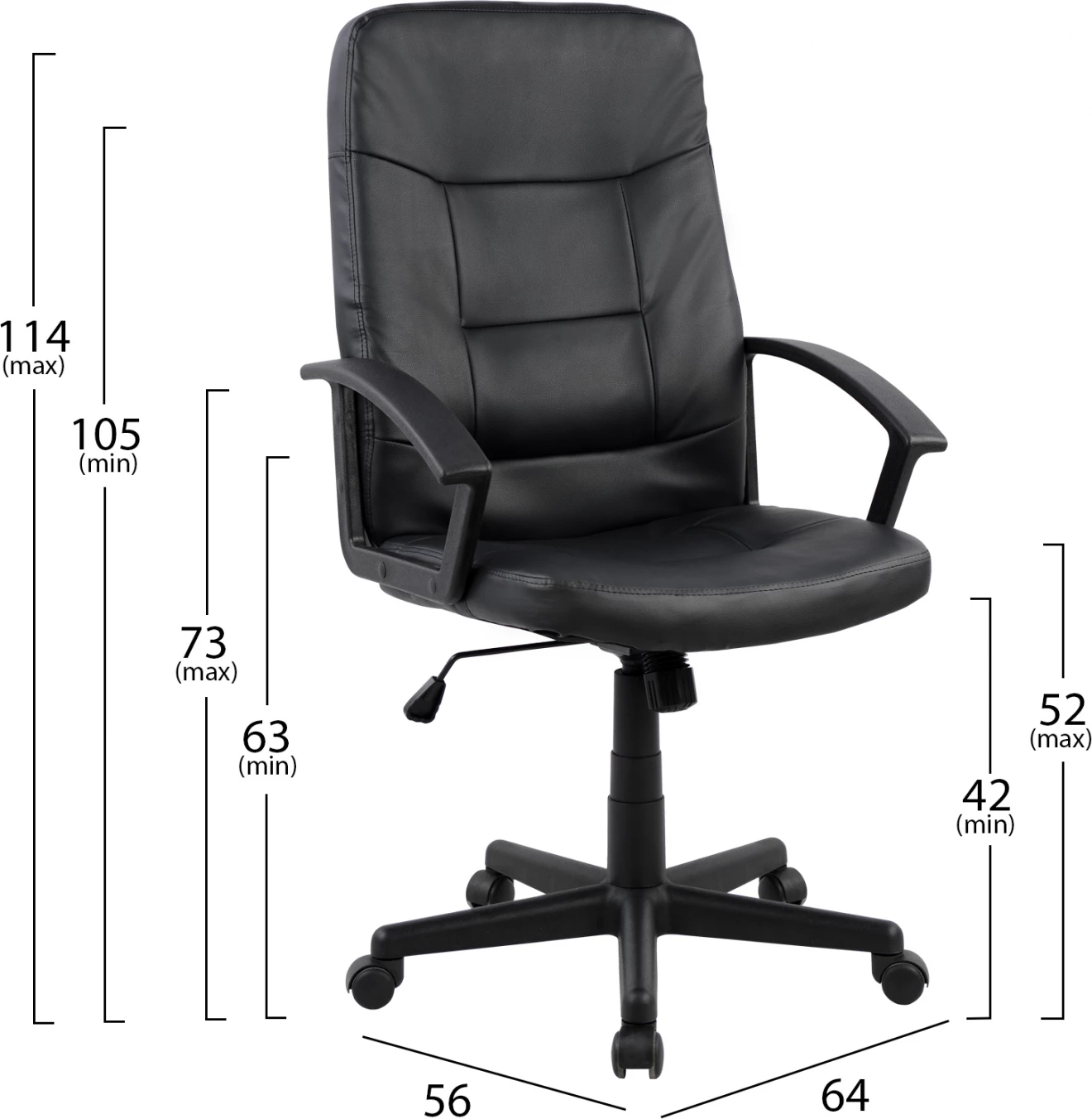 Karrige për zyre FH1033,  64x56x114 cm, e zezë