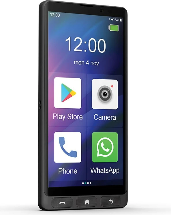 Celular Maxcom MS601, 4 GB RAM, 64 GB, 6", Android 14, i zi, me mbështjellës dhe karikues tavoline