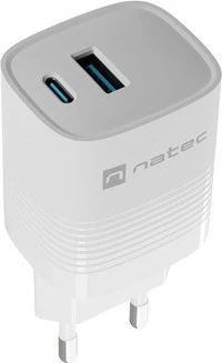 Karikues NATEC RIBERA GAN, 1X USB-A + 1X USB-C, i bardhë