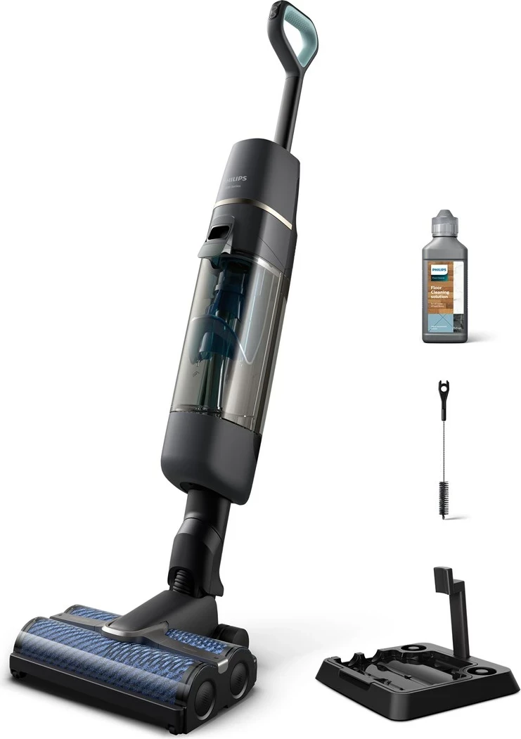 Fshesë stick Philips XW7110/01, pa qese, me bateri, pastrim i thatë dhe i lagësht, Champagne/Gri