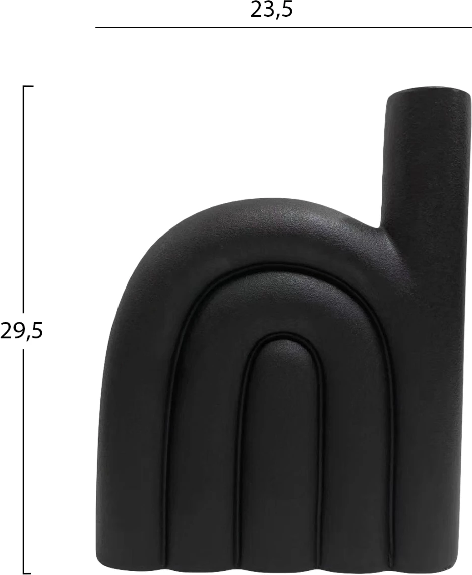 Dekor tavoline prej qeramike, ngjyrë e zezë mat, FH4639.02, 23.5x5.5x29.5 cm