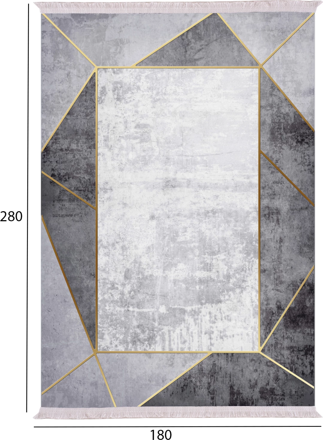 Tepih për dhomë ndeje me franja, FH7723.23, gri, 180x280