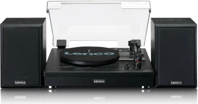 Gramafon Lenco LS-101BK me Bluetooth, 2 altoparlantë, i zi