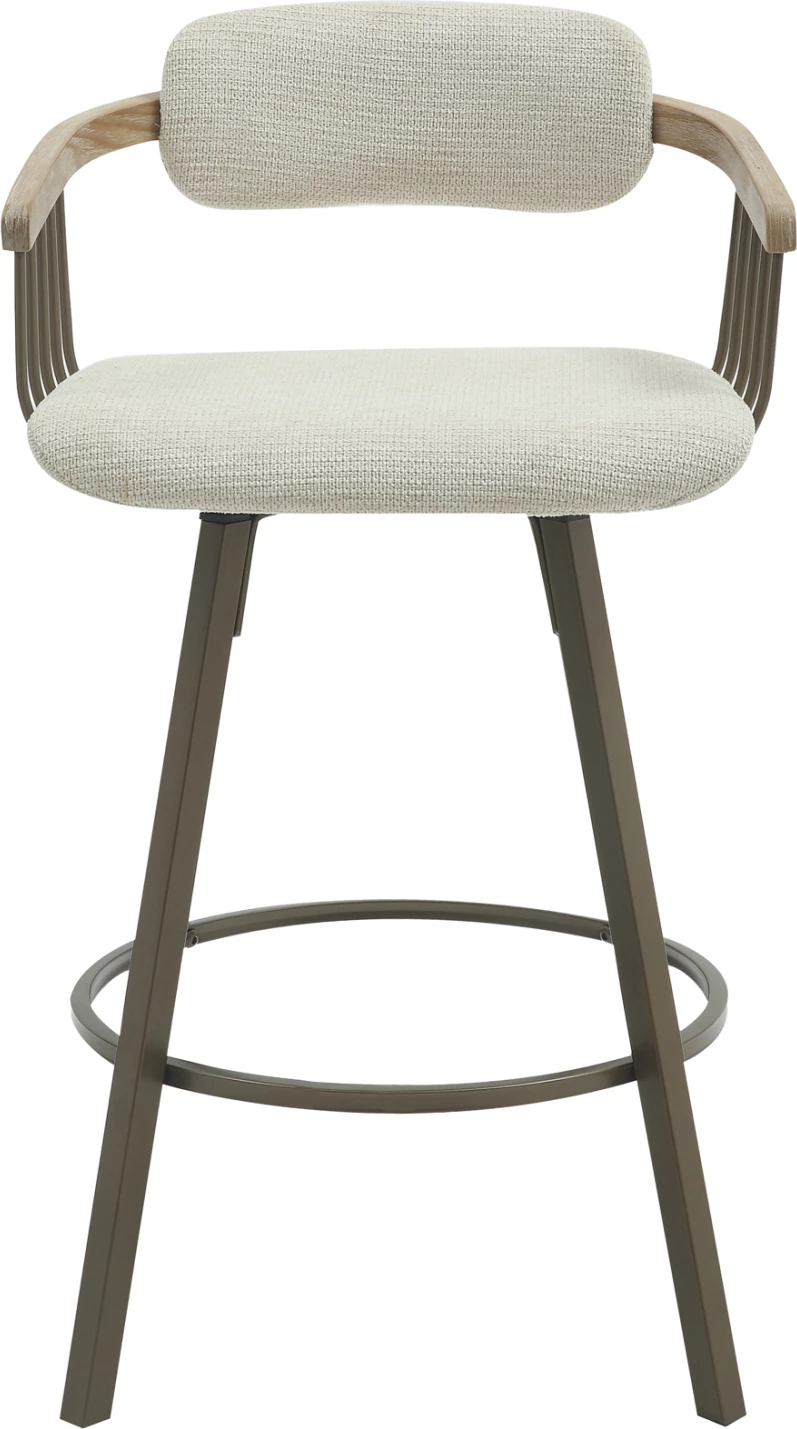 Karrige për bar rrotulluese LANG FH9990.01, metal ngjyrë bakri antik, pëlhurë ecru, 51.5x48.5x89.5H cm