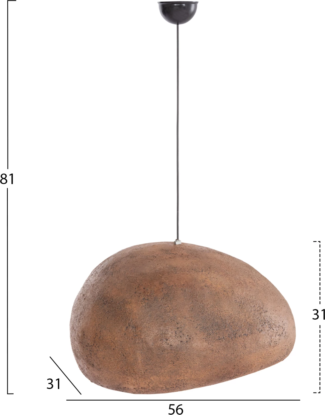 Llambë varëse për tavan, pamje guri, STONER (M) FH4418, bezhë e errët, 56x31x31H cm.