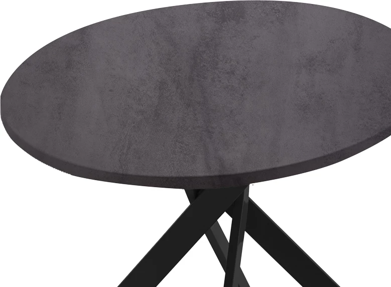 Tavolinë ngrënie Dammero MDF ngjyrë gri e errët dhe këmbë metalike të zeza D100x75cm