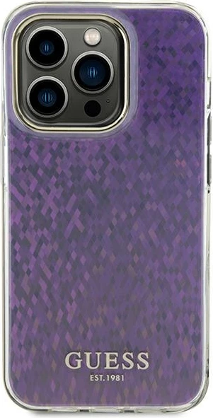 Mbështjellës Guess GUHCP15LHDECMP për iPhone 15 Pro 6.1", IML Faceted Mirror Disco Iridescent, Rozë