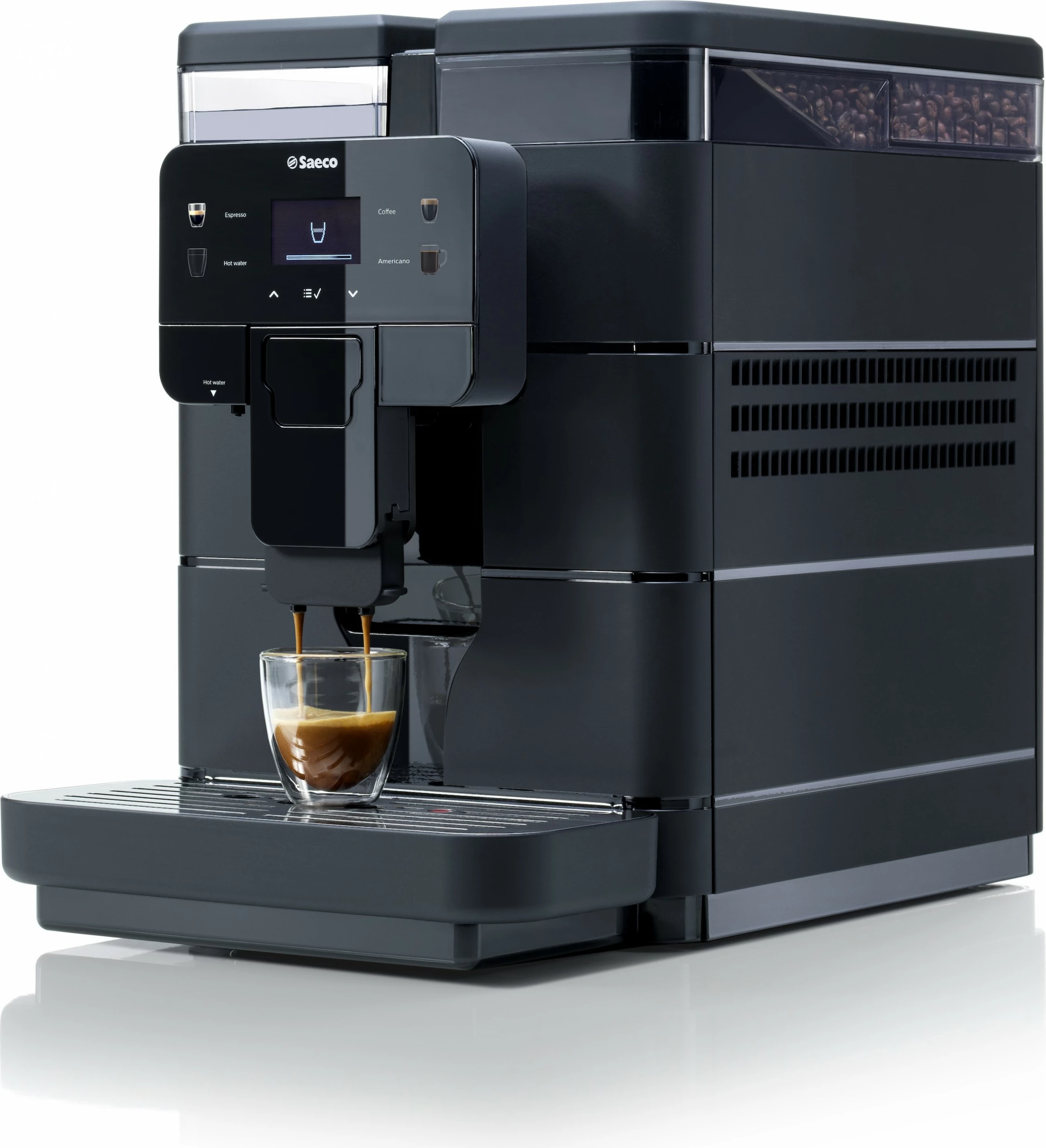 Espresso makinë Saeco New Royal Black, 2.5L, mulli i integruar, 1400W, e zezë