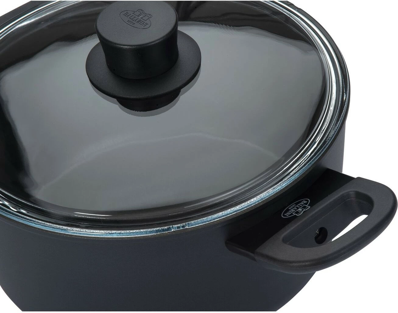 Kasserolle Ballarini AVOLA 20 cm, alumini, kapak xhami, e zezë