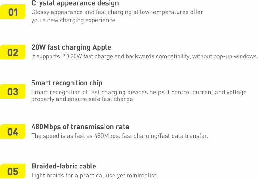 Kabel USB-C në Lightning Baseus Crystal Shine Series BSU3021BLU 2 m PD 20W, kaltër