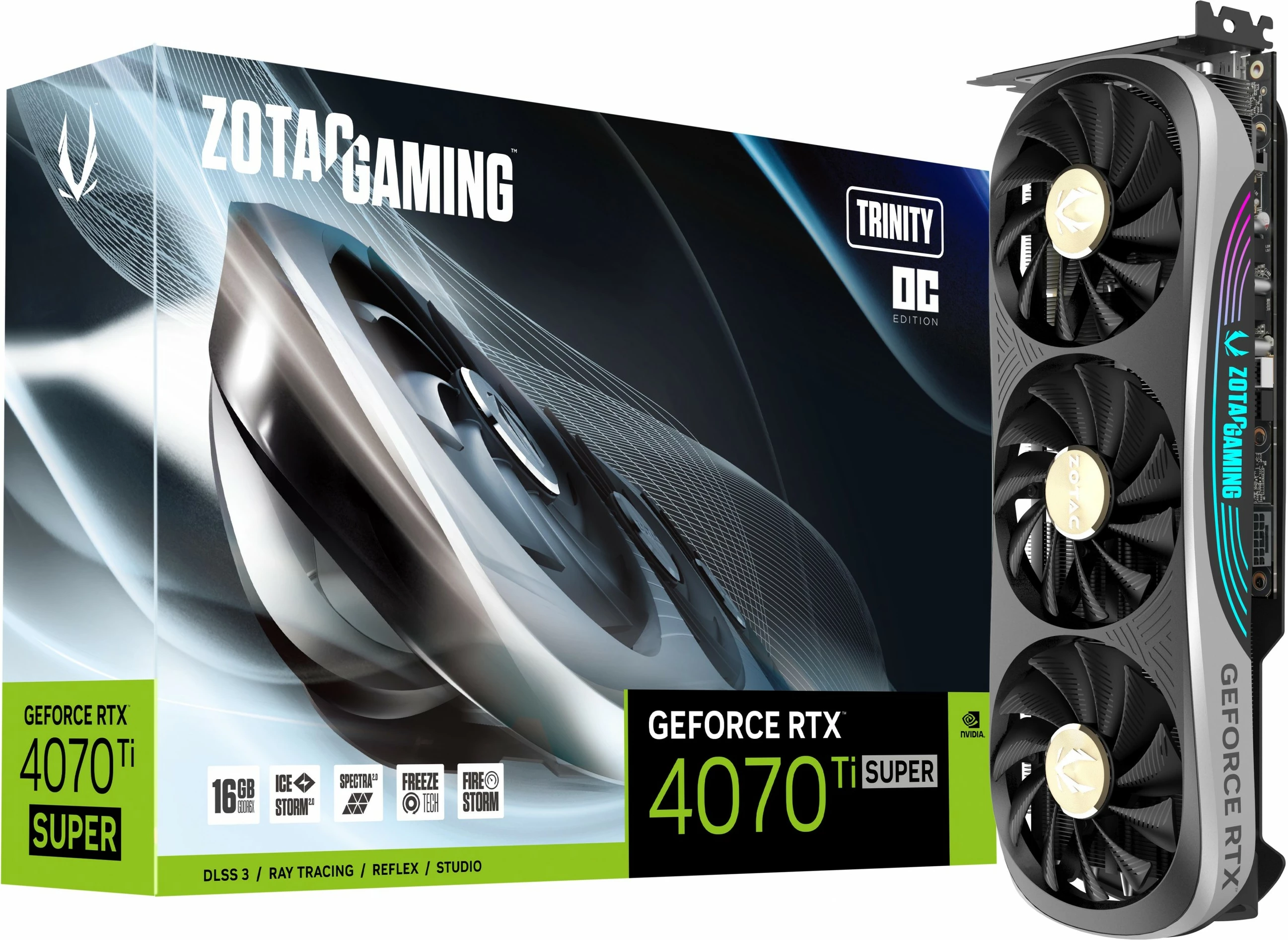 Kartelë grafike Zotac GAMING GeForce RTX 4070 Ti SUPER Trinity OC, 16 GB, GDDR6X