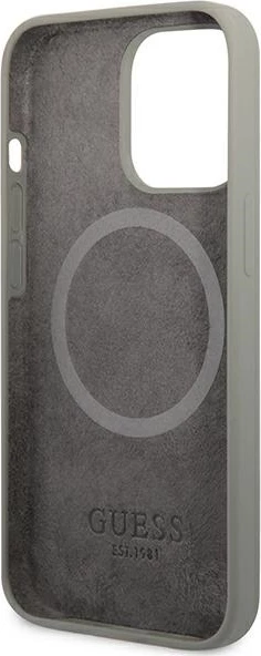 Mbështjellës Guess GUHMP13XSPLG për iPhone 13 Pro Max 6.7", silikon, MagSafe, Gri