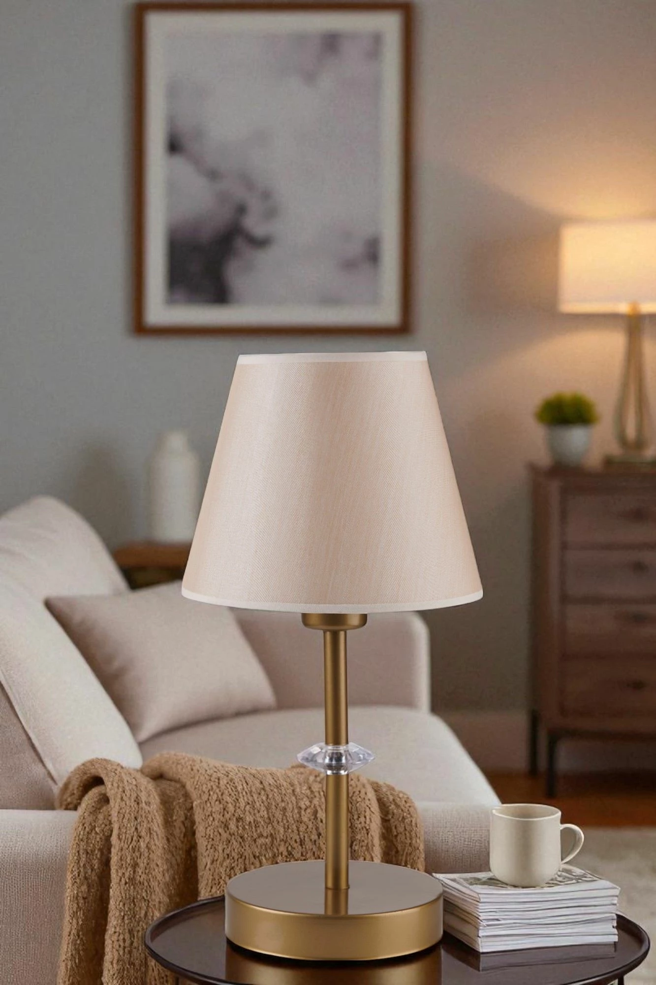 Llambë tavoline Opviq, 8909-4, bezhë dhe ari