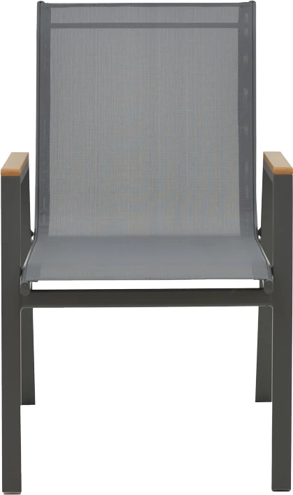 Tavolinë me karrige Nares-Azelie C set prej 5 copash alumini dhe tekstileni me dru natyral 140x80x72.5cm