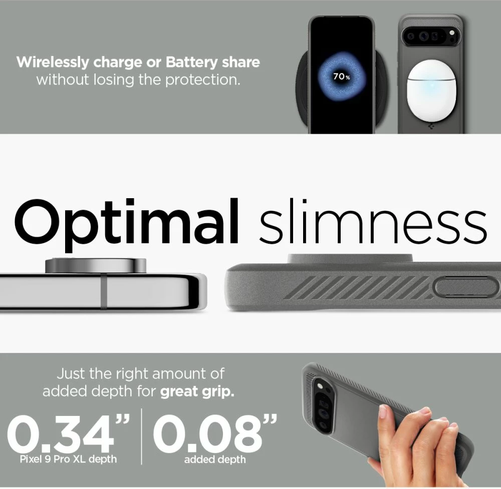 Mbështjellës Spigen Rugged Armor për Google Pixel 9 Pro XL, Gri