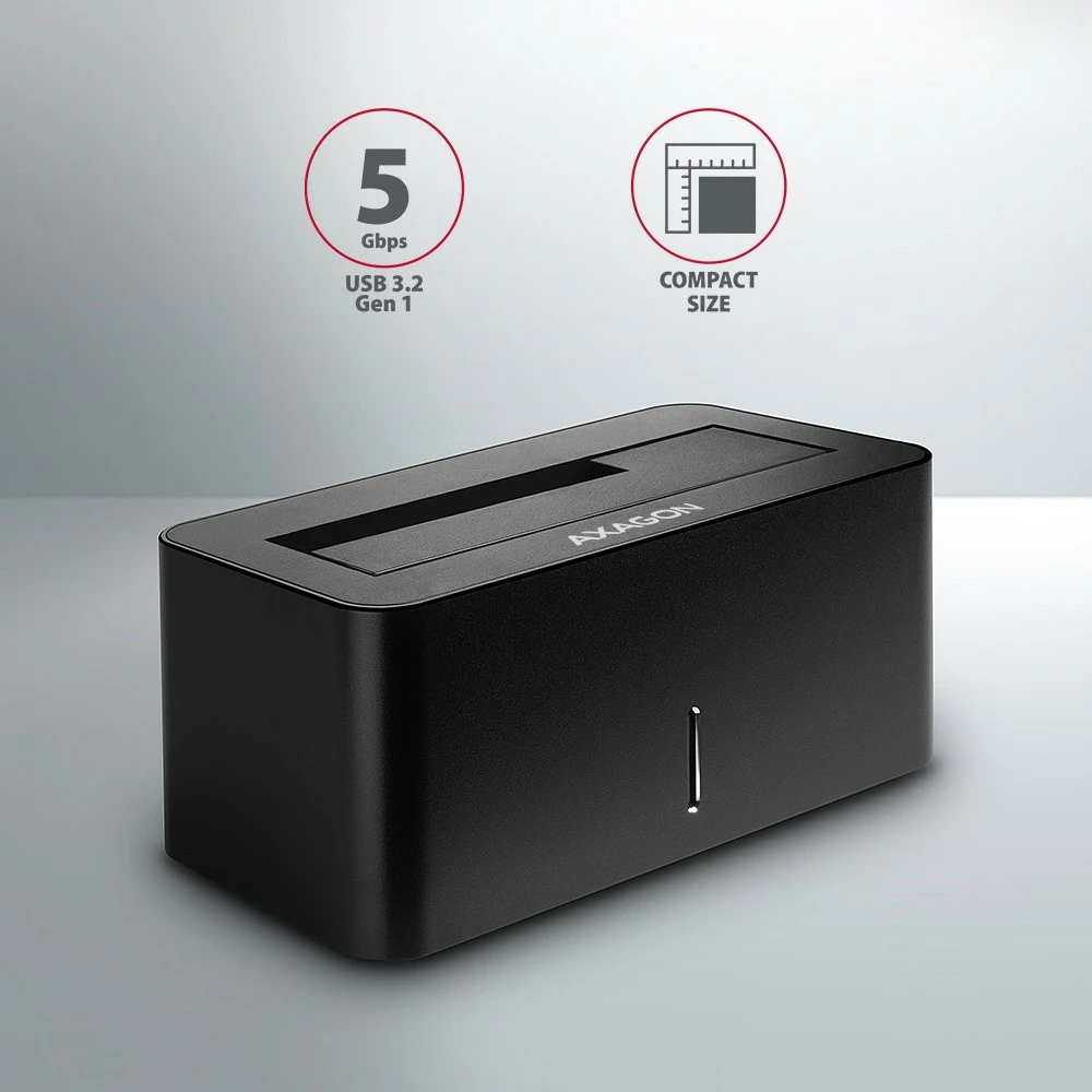 Docking station AXAGON ADSA-SN për HDD/SSD 2.5"/3.5", USB 3.2 Gen 1, e zezë