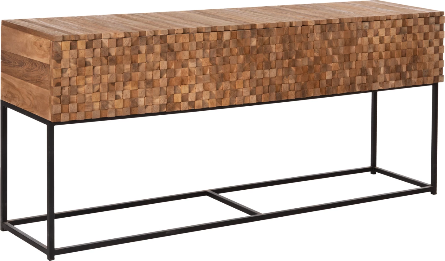 Konsolë me sirtarë JORDI FH9801 dru tik në bazë metalike natyrale-e zezë 180x43x79H cm