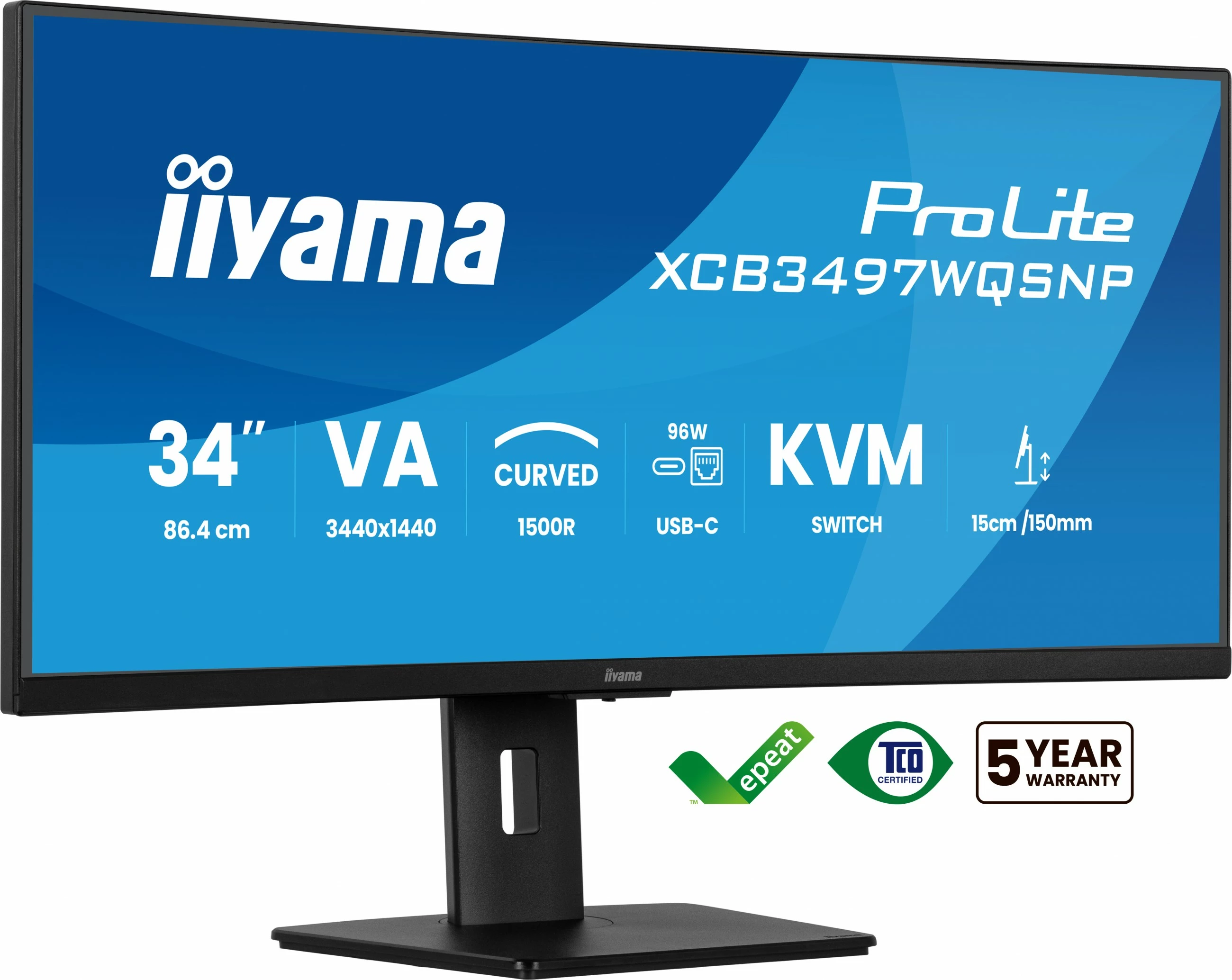 Monitor iiyama ProLite XCB3497WQSNP-B1, 34", UWQHD, LED, i zi