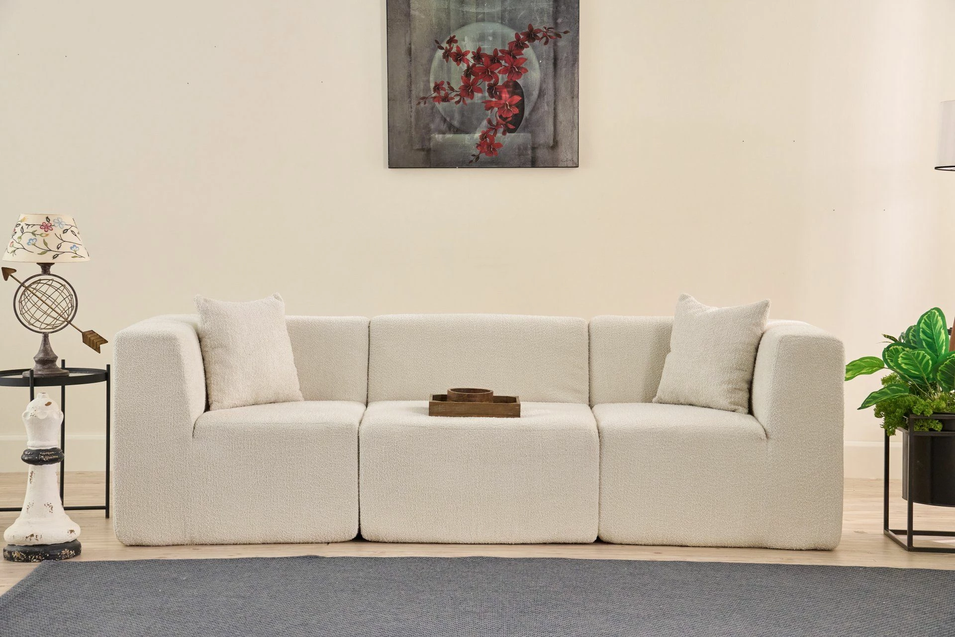 Divan treshe, krem, Atelier del Sofa, 3 pjesë