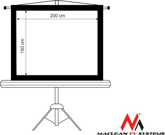 Ekran projekcioni Maclean MC-595, 100", 4:3, 200x150 cm, me stativ