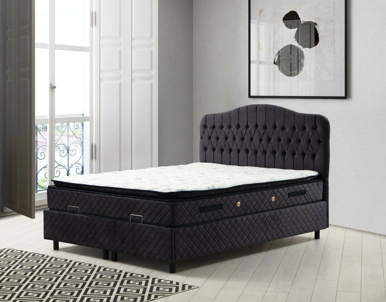 Set dysheku, baza dhe shtrati, ngjyrë antracit, Skye Decor, 140x200 v2