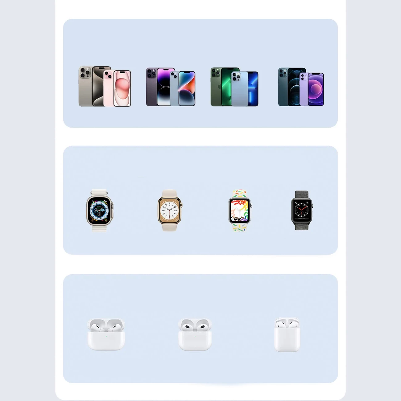 Karikues wireless Duzzona W20 4-në-1 me llambë nate, 15W, për iPhone/Apple Watch/AirPods, Bardhë