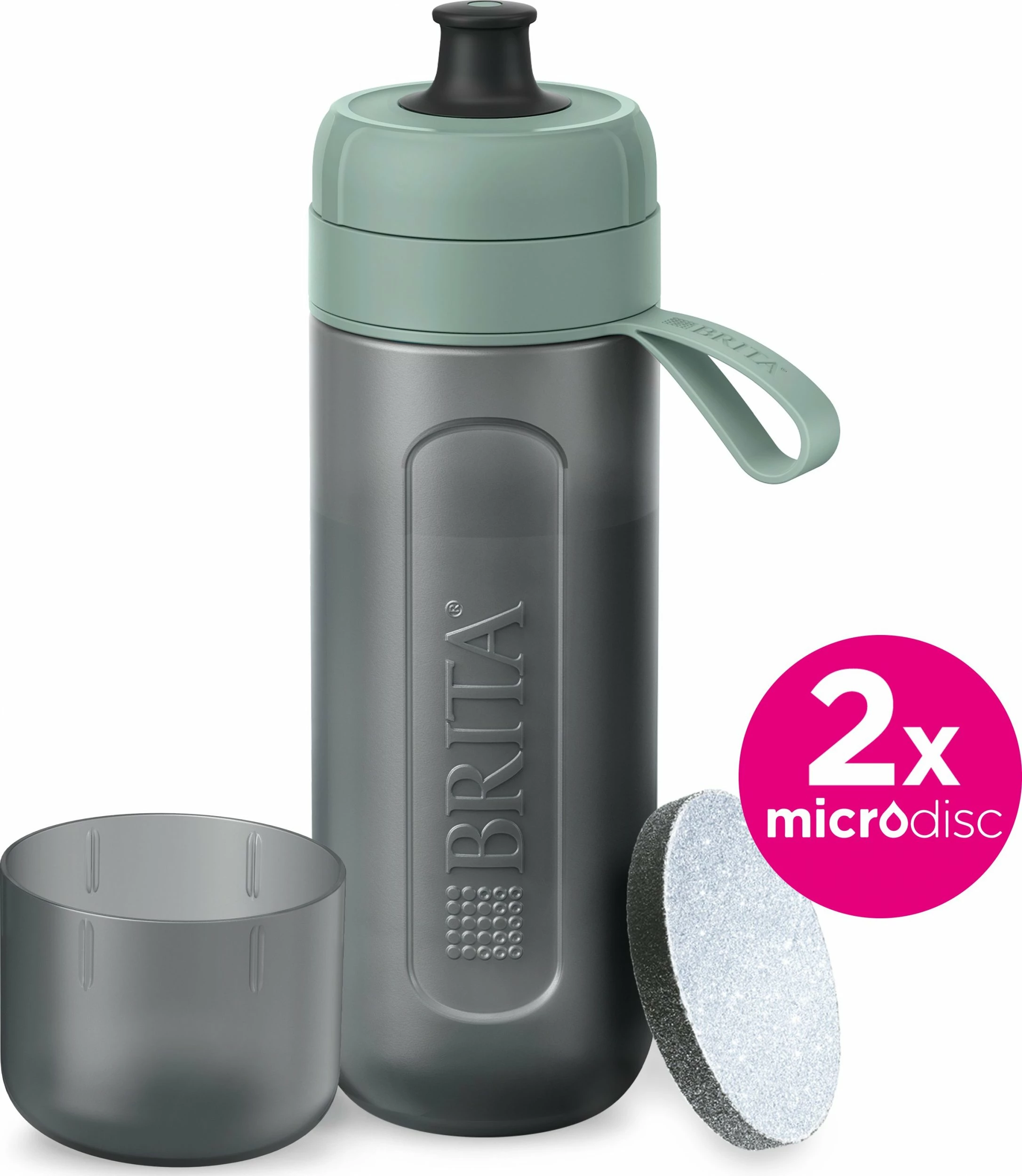 Shishe filtruese uji Brita Active 600 ml, set me 2 filtra MicroDisc, jeshile pastel