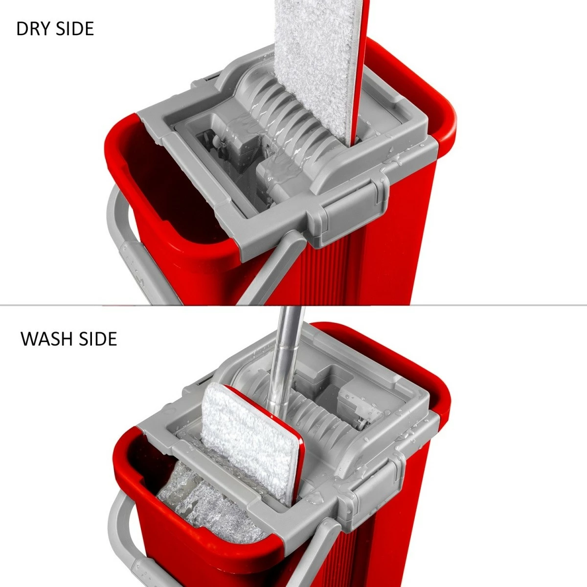 Mop i sheshtë GreenBlue MaxiClean GB850 me kovë dhe shtrydhëse, i kuq