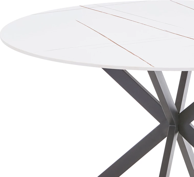 Tavolinë me karrige Vivian-Stoyen, 5 copë, kadife bezhë - mermer i bardhë, Φ120x75cm