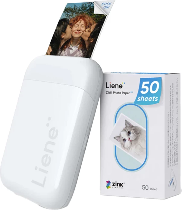 Printer fotografish portativ Liene Pearl KW001-65022, 2x3\", Zink, Bluetooth, 50 fletë, i bardhë