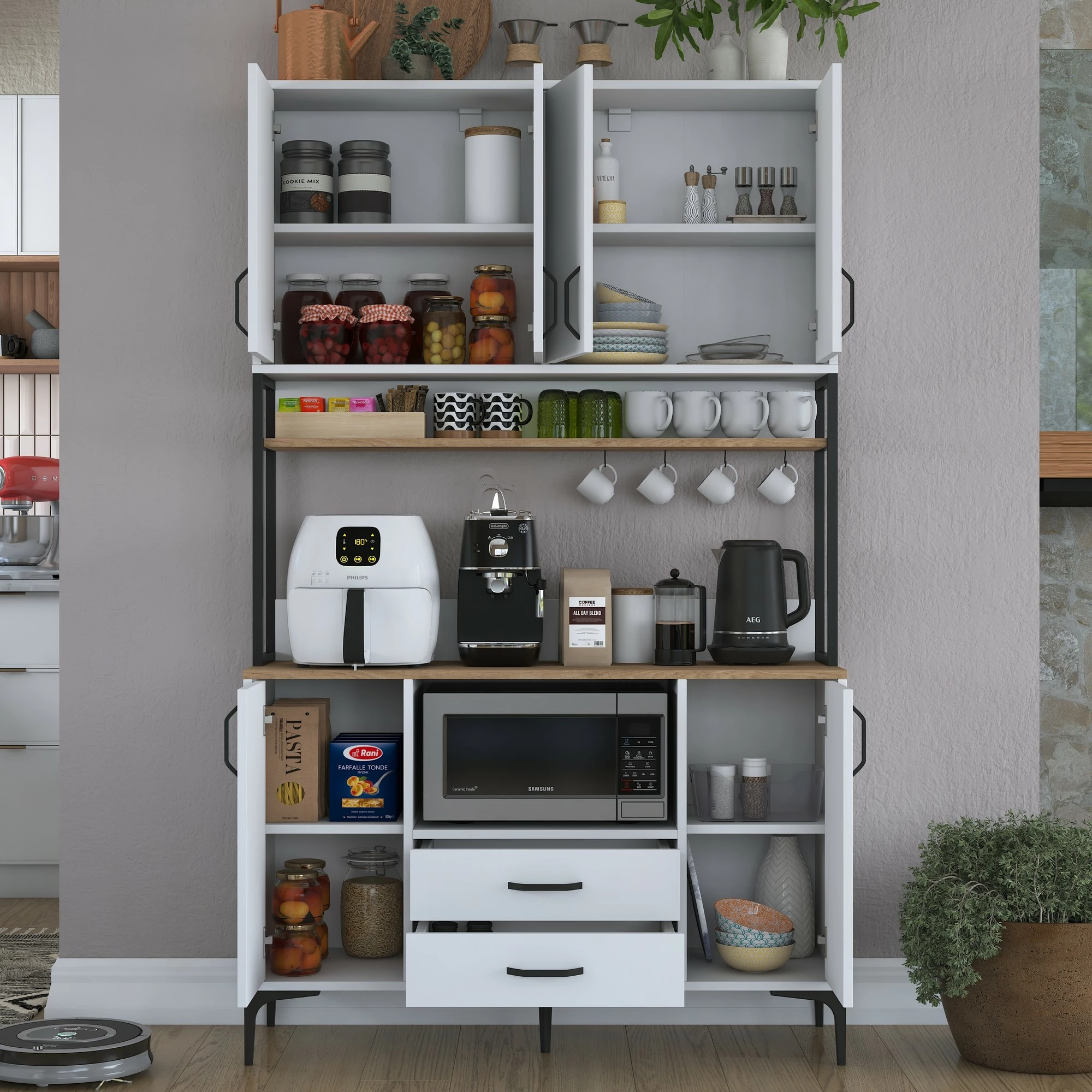 Dollap multifunksional Skye Decor, ngjyrë arre dhe e bardhë, JE169 - 3400