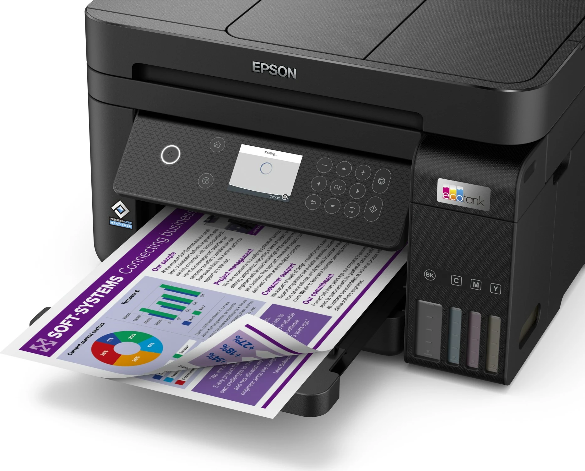 Printer multifunksional Epson EcoTank ET-3850, ngjyrë, A4, Wi-Fi, LCD, i zi