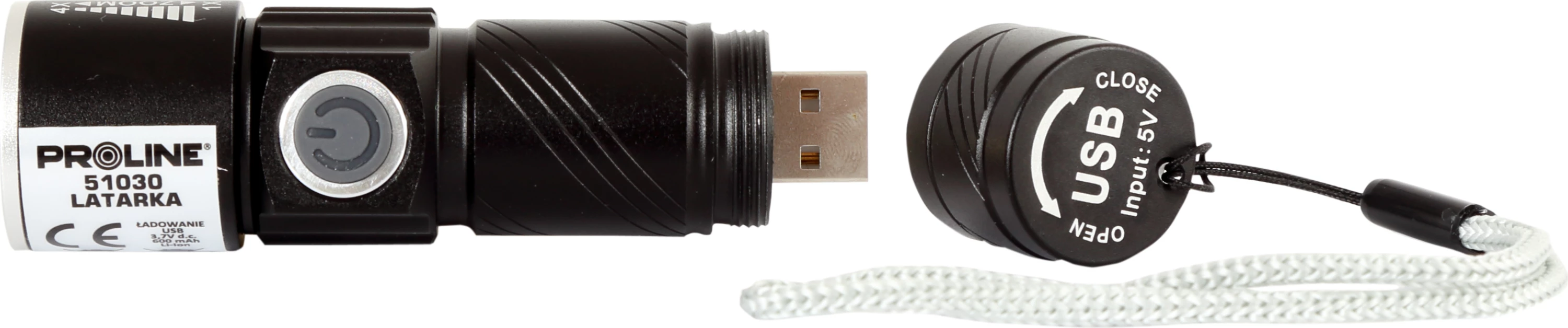 Svetilkë LED portative USB PROLINE 51030 160 lm bateri 600 mAh ZOOM, e zezë