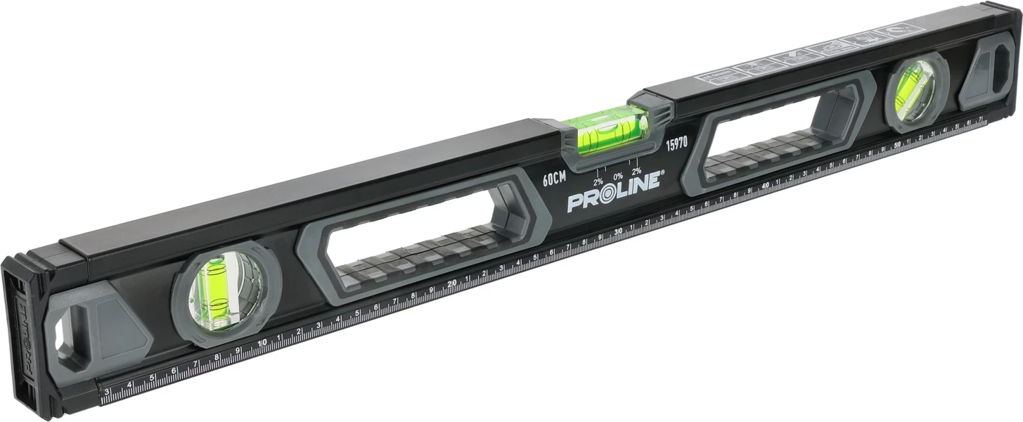Niveli me ujë PROLINE Premium 15974 150 cm, 3 fiole, magnetik