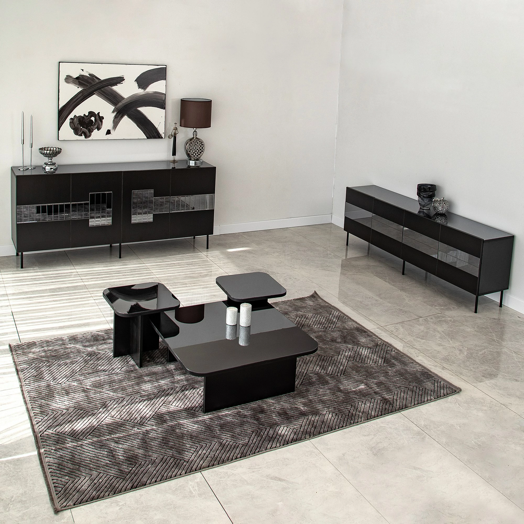 Konsolë Skye Decor Paris, e zezë, fume