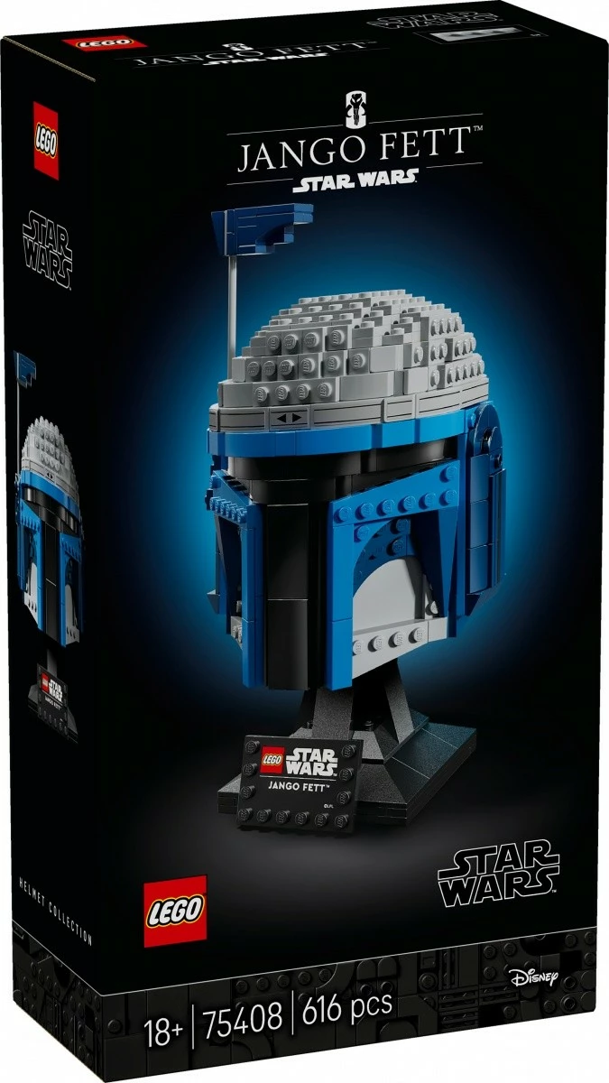 Set LEGO Star Wars Helmet Jango Fett 75408, 616 pjesë, Blu/Gri