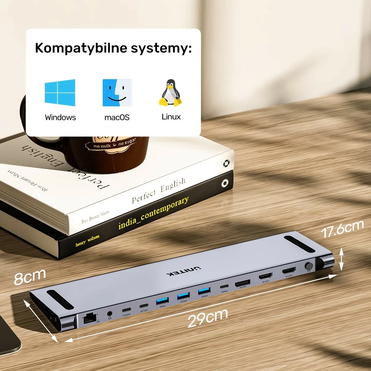 Switch KVM Unitek, 2x HDMI 4K, 1x DisplayPort, USB-C, PD 100W, hiri