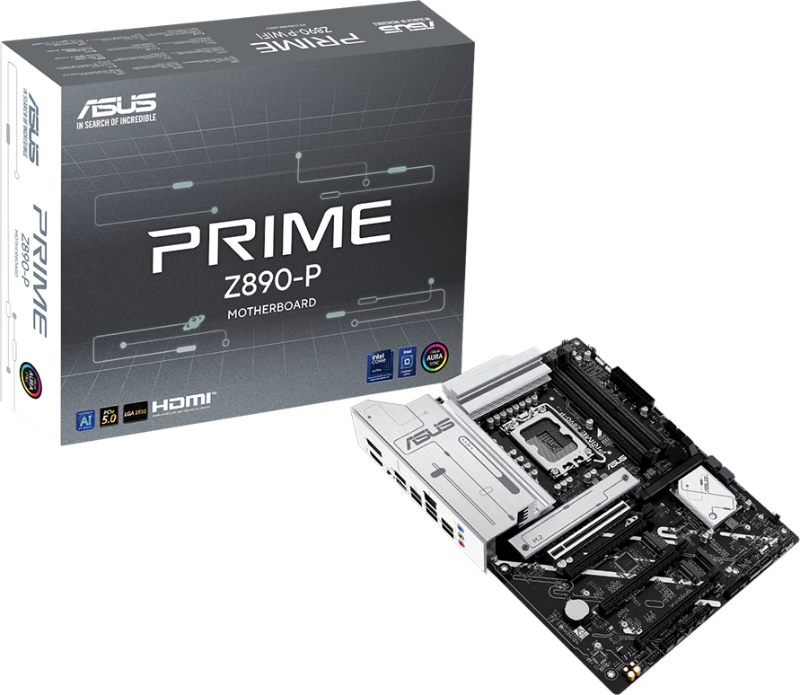 Pllakë amë ASUS Prime Z890-P, LGA1851, ATX, Intel Z890, DDR5 (4xDIMM), 4xM.2, 4xSATA, PCIe 5.0, 2.5GbE, HDMI/DisplayPort, USB-C 20Gbps, Aura Sync