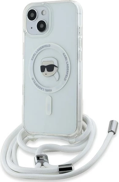 Mbështjellës Karl Lagerfeld Crossbody IML Karl Head MagSafe për iPhone 15/14/13, Transparent