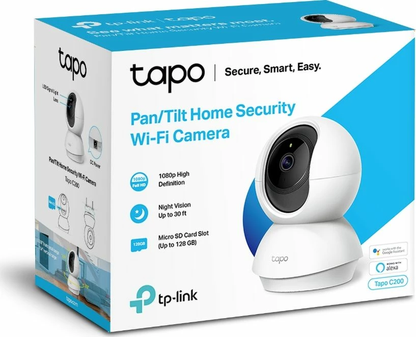 Kamerë IP TP-Link Tapo C200 1080p Wi‑Fi me rrotullim, audio dy-drejtimëshe, e bardhë