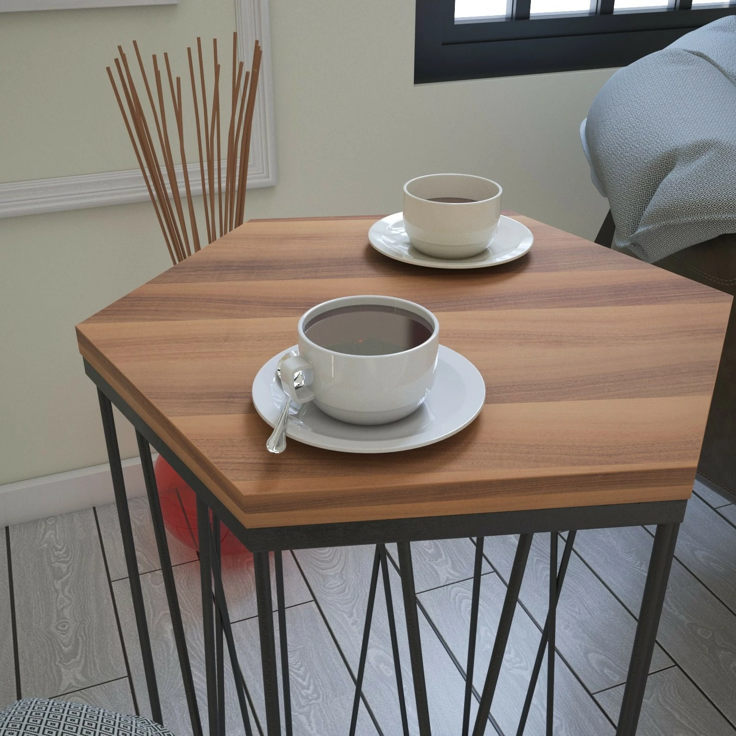 Tavolinë anësore Hanah Home, Cetrus, ngjyrë arre dhe e zezë