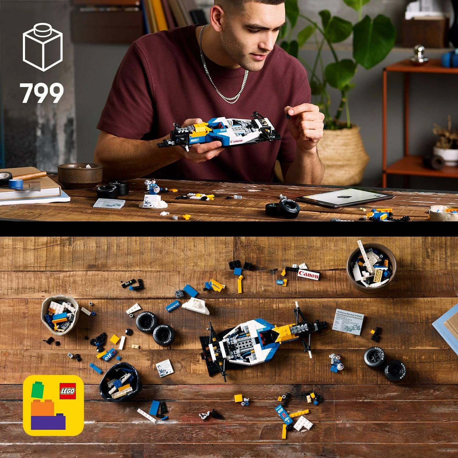 Set ndërtimi LEGO Williams Racing FW14B & Nigel Mansell, 799 pjesë, shumëngjyrësh