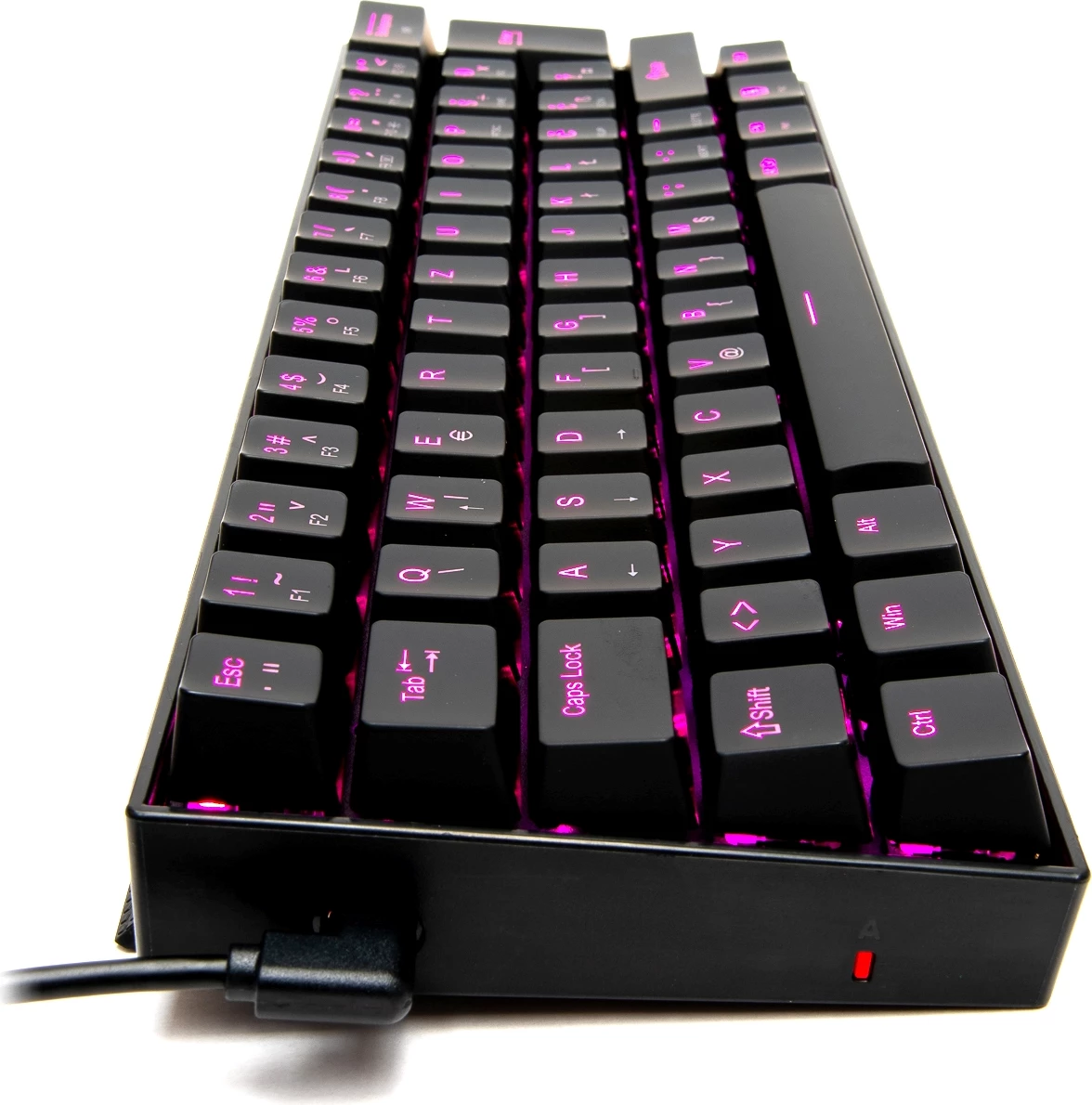 Tastierë mekanike gaming Redragon Dragonborn K630 60% (61 taste), switch Brown, USB-C me kabllo të çmontueshme, ndriçim njëngjyrësh rozë, SLO/CRO, e zezë, set me kabllo & vegël