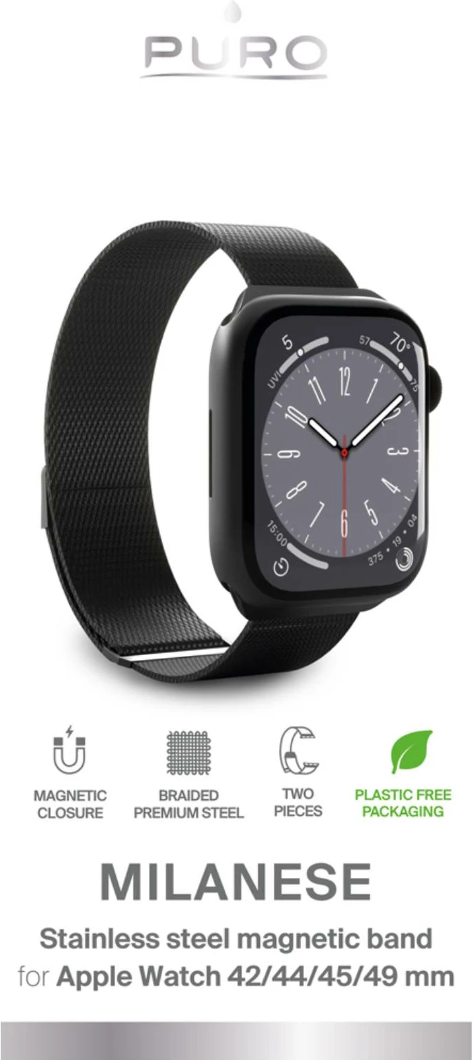 Rrip Milanese për Apple Watch Puro, për 42-44-45-49mm, i zi